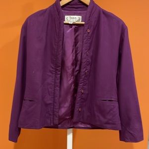 Vintage Minimalist Japanese-styling raw silk collarless jacket matching set